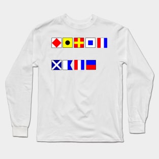 FIRST MATE SPELT OUT IN NAUTICAL FLAGS Long Sleeve T-Shirt